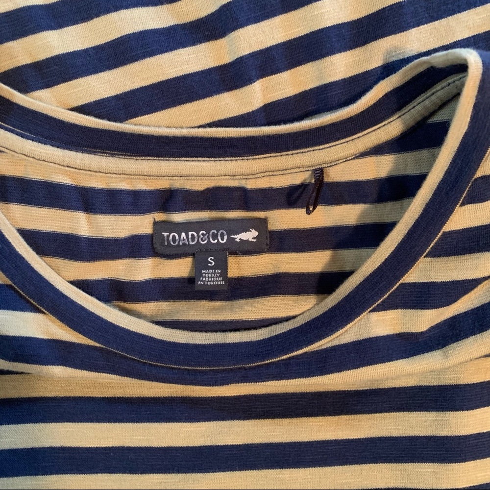 Toad & Co dress with pockets blue/yellow striped - Picture 1 of 7